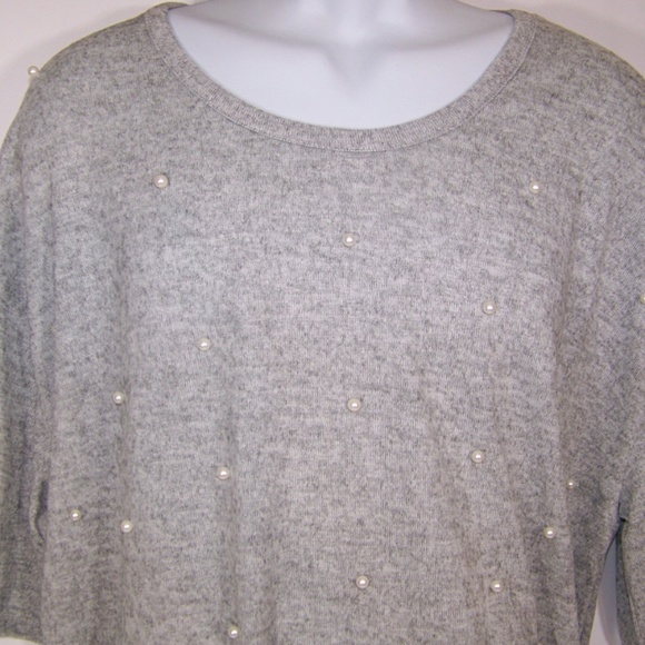 Lane Bryant Pearl Embellished Grey Sweater 22-24 - Picture 3 of 7